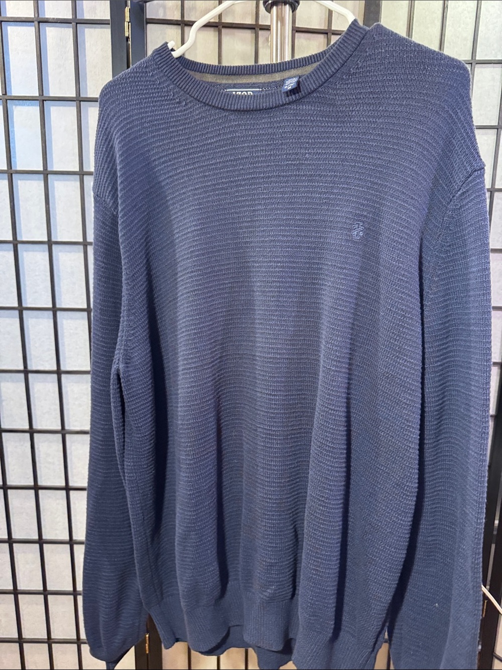Izod Navy Textured Crewneck Sweater
